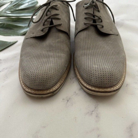 Ecco Mens Oxford Derby Shoes Size EU 42 US 8 Light Gray Suede Leather Lace Up - Picture 3 of 9
